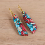 Geometric Flower Shape Pendant Earrings