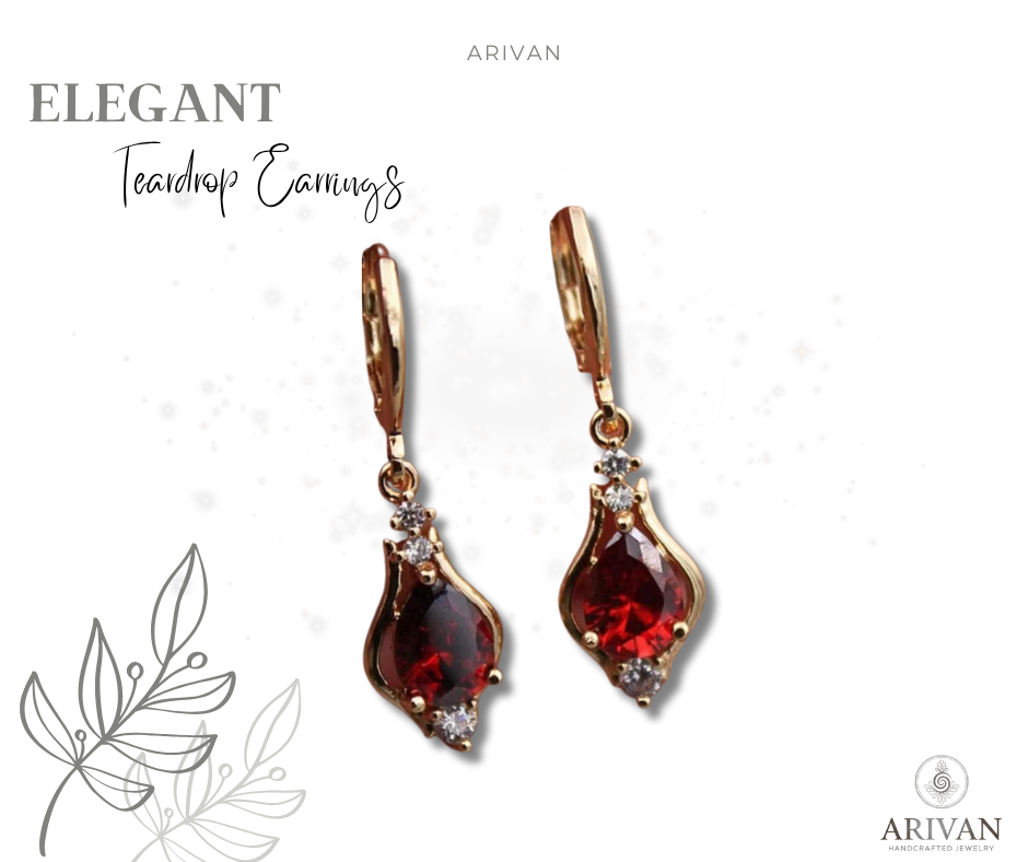 Elegant Teardrop Earrings with Purple Zircon