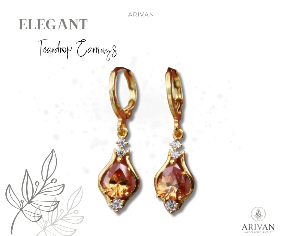Elegant Teardrop Earrings with Purple Zircon
