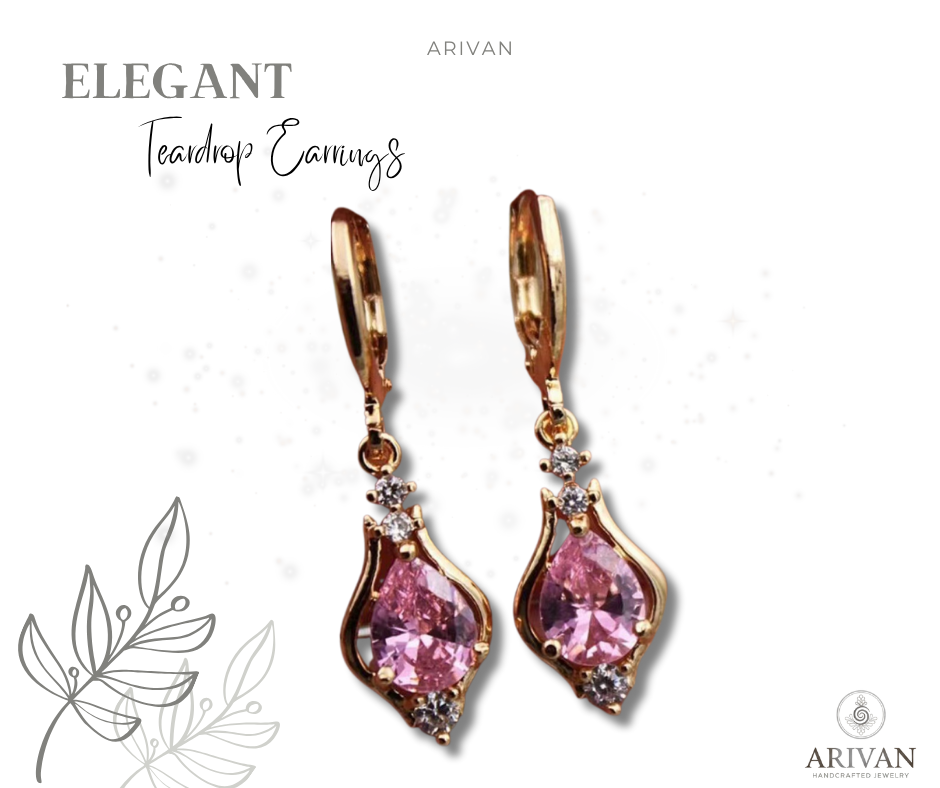 Elegant Teardrop Earrings with Purple Zircon