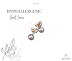 Hypoallergenic Heart Zircon Earrings with Bow and Pearl Design for Women