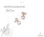 Hypoallergenic Heart Zircon Earrings with Bow and Pearl Design for Women