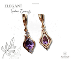 Elegant Teardrop Earrings with Purple Zircon