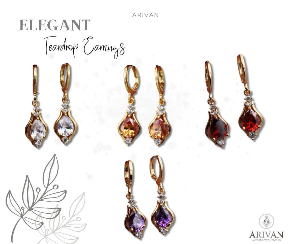 Elegant Teardrop Earrings with Purple Zircon