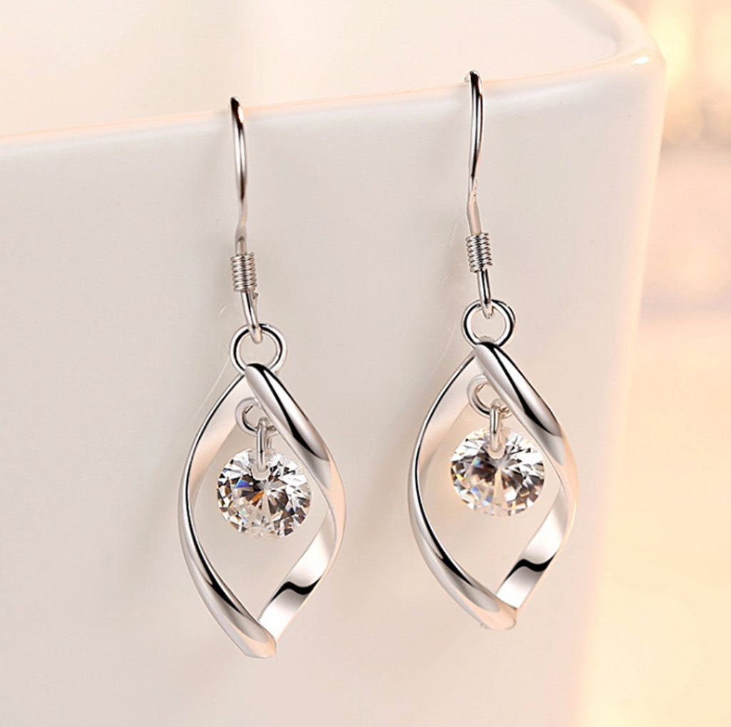 Zircon Reduction Silver Earrings